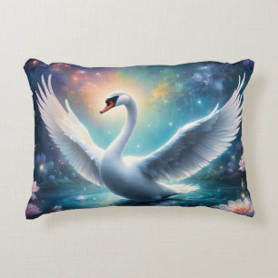 Coussins Décoratifs cygne fantastique magique nénuphars lac minuit