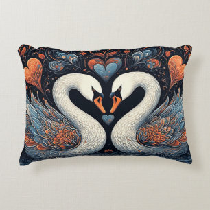 Coussins Décoratifs Cygnes élégants par des motifs floraux ornés