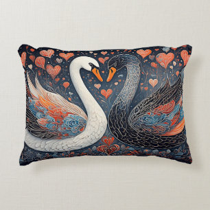Coussins Décoratifs Cygnes élégants par motifs floraux ornés