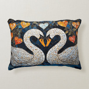 Coussins Décoratifs Cygnes élégants par motifs floraux ornés