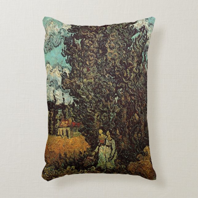 Coussins Décoratifs Cyprès et Deux Femmes de Vincent van Gogh (Devant(Vertical))
