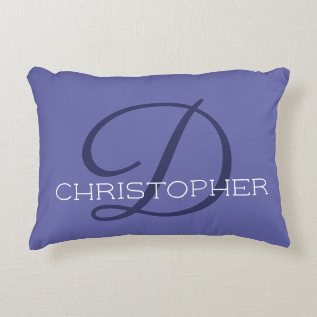 Coussins Décoratifs D Nom personnalisé initial Very Peri Blue Trendy (Devant)