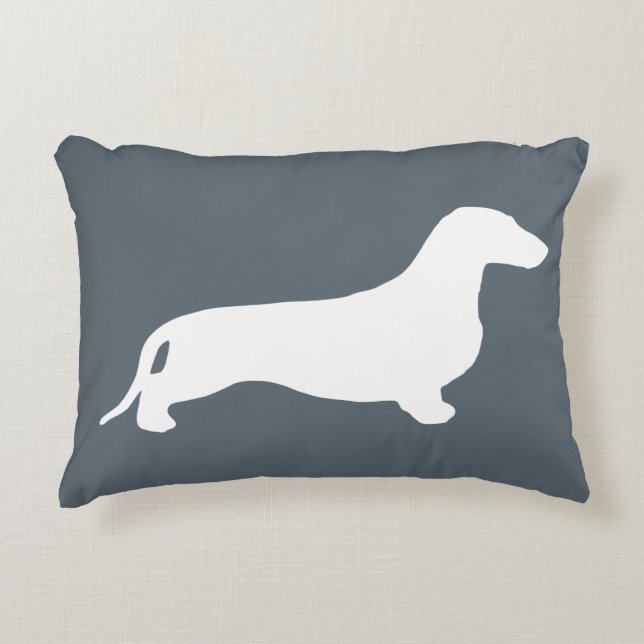 Coussins Décoratifs Dachshund silhouette blanche + vos idées (Devant)