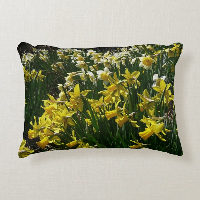 Coussins Décoratifs Daffodiles jaunes et blancs Fleurs de printemps (Devant)
