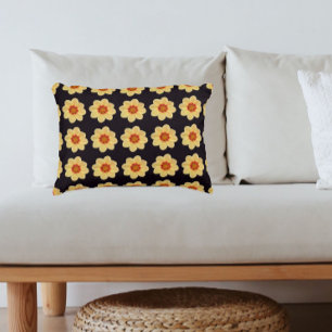 Coussins Décoratifs Dahlia jaune motif floral sur noir