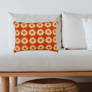 Coussins Décoratifs Dahlia jaune motif floral sur rouge