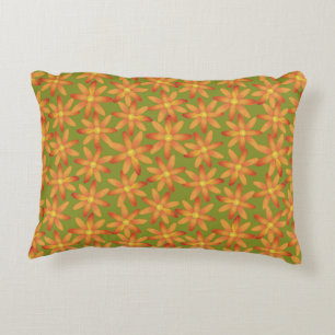 Coussins Décoratifs Daisy Floral Retro Sunburst en Olive Doré