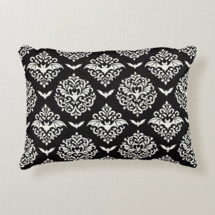 Coussins Décoratifs Damas de chaume noir et blanc