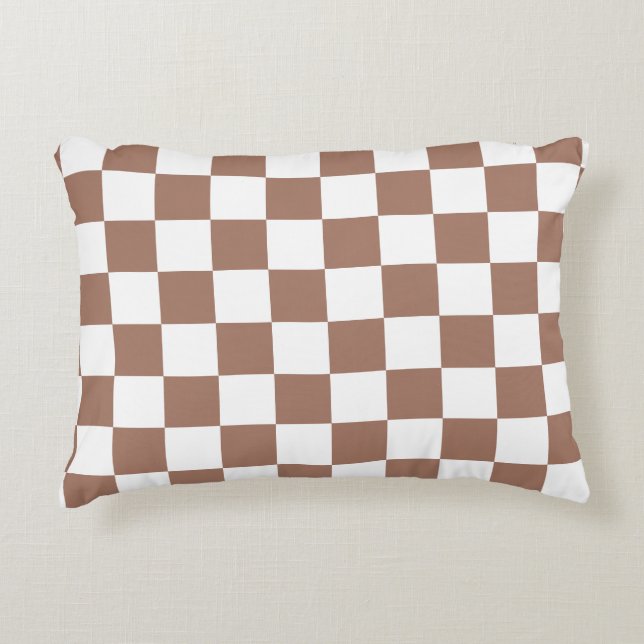 Coussins Décoratifs Damas géométriques marron blanc rétro (Devant)