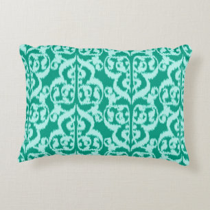 Coussins Décoratifs Damassé maure d'Ikat - paon et aqua