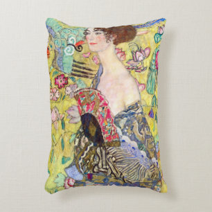 Coussins Décoratifs Dame avec ventilateur par Gustav Klimt, Japonisme