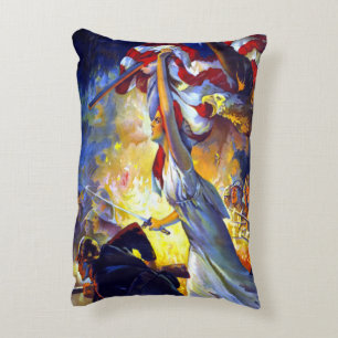 Coussins Décoratifs Dame de la Liberté patriotique vintage Drapeau amé
