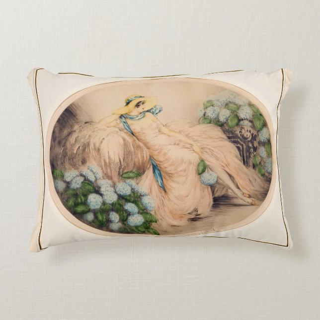 Coussins Décoratifs Dame rose de Louis Icart (Devant)