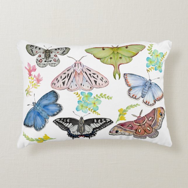 Coussins Décoratifs Danse papillon à l'aquarelle douce (Devant)