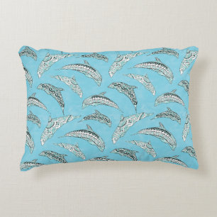 Coussins Décoratifs Dauphins tribaux Hawaïens clairs