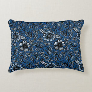 Coussins Décoratifs De Belles Fleurs De Boho   Bleu classique