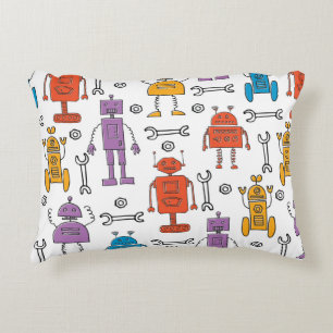 Coussins Décoratifs De mignons robots à doodle. Motif sans couture. Ch