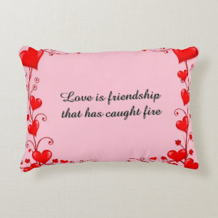 Coussins Décoratifs ❤️ Décor de citation d'amour floral à cœur rouge r
