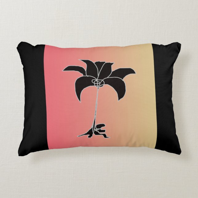 Coussins Décoratifs Dégradé Pastel Fleurs Noires (Devant)