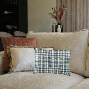 Coussins Décoratifs Denim Bleu Sage Vert Blanc Plat Lumbar