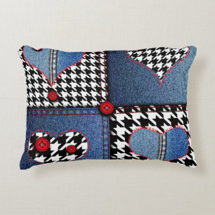 Coussins Décoratifs Denim Patchwork : Motif en tissu transparent