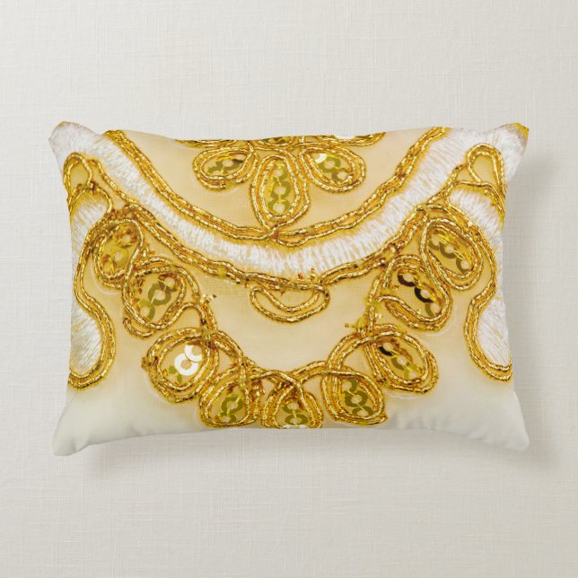 Coussins Décoratifs Dentelle jaune doré rayé. texture Arrière - plan,  (Devant)