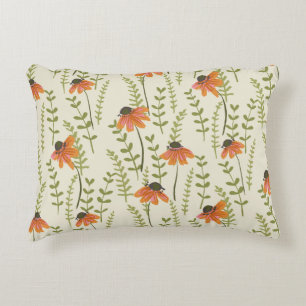 Coussins Décoratifs Des fougères vertes, des fleurs oranges, de la nat