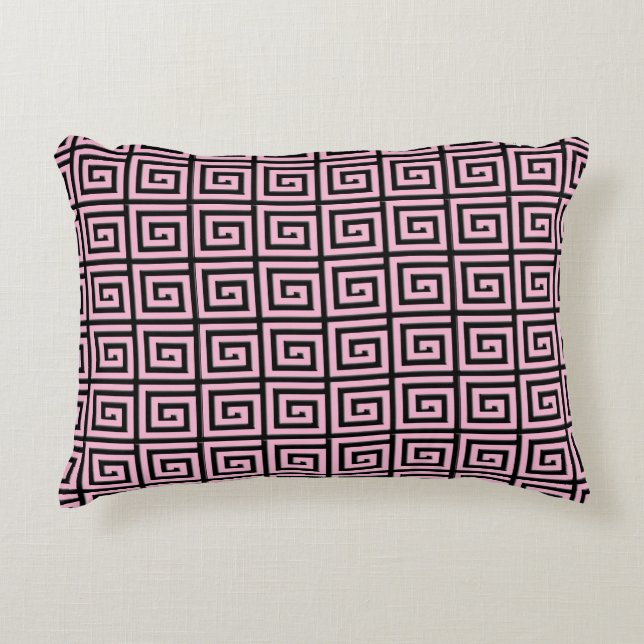 Coussins Décoratifs Design de clé grecque - rose et noir (Devant)