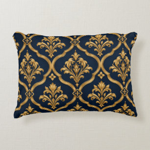 Coussins Décoratifs Design de motif vintage élégant en or et damas mar