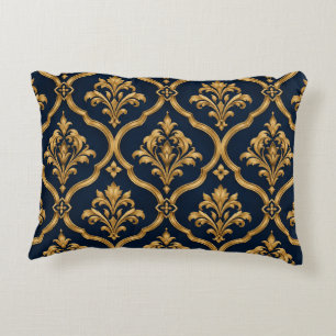Coussins Décoratifs Design de motif vintage élégant en or et damas mar
