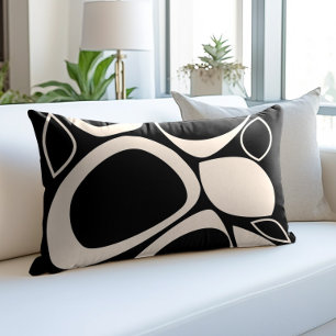 Coussins Décoratifs Design moderne Black Cream Abstrait Motif