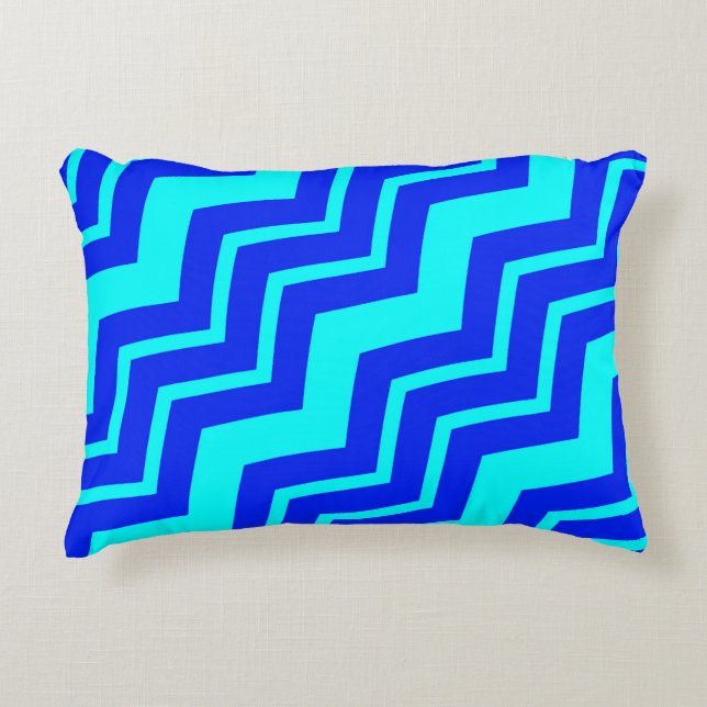 Coussins Décoratifs Design Motif Blue Zig Zag Chevron (Devant)