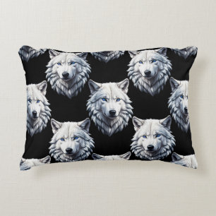 Coussins Décoratifs Design Motif de tête de loup blanc
