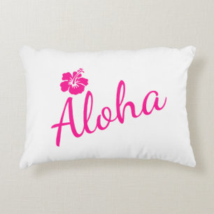Coussins Décoratifs Design original en texte rose ALOHA et fleur