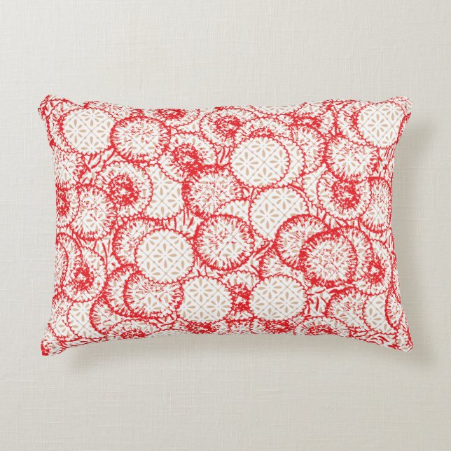 Coussins Décoratifs Design textile complexe avec rouge, or et (Devant)