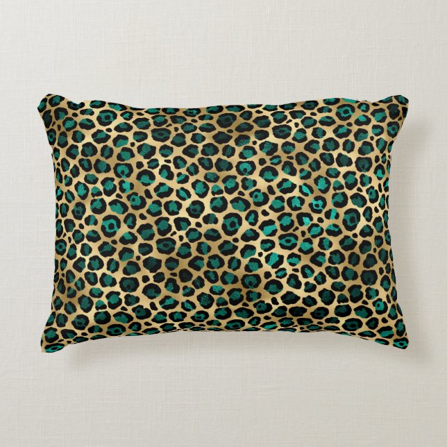 Coussins Décoratifs Design turquoise et Gold Leopard Series 14 (Devant)