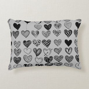 Coussins Décoratifs Dessin adorable de Black Heart Scribble