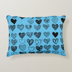 Coussins Décoratifs Dessin adorable de Black Heart Scribble