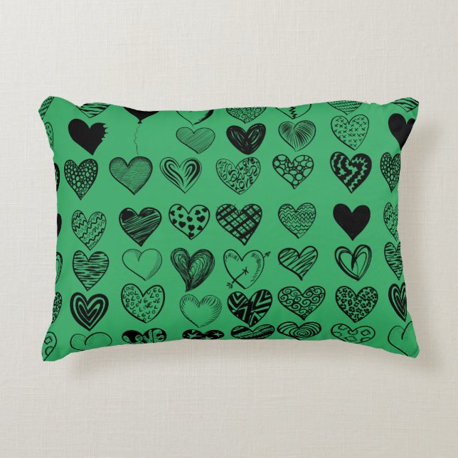 Coussins Décoratifs Dessin adorable de Black Heart Scribble (Devant)