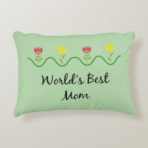 Coussins Décoratifs dessin de fleurs graphiques "Meilleure Maman du Mo