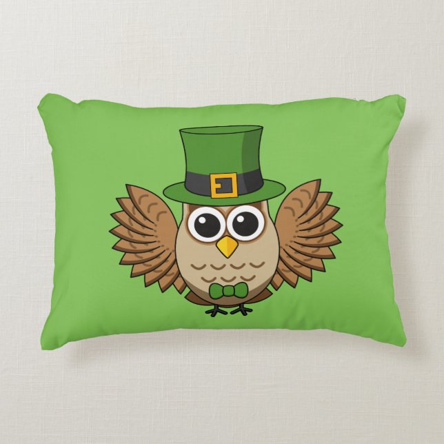 Coussins Décoratifs Dessin de la chouette de la Saint Patrick (Devant)