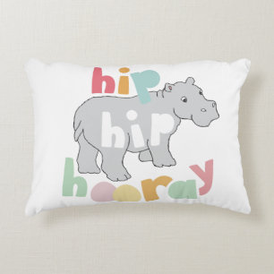 Coussins Décoratifs Dessin de l'Hippopotame Gris Hip Hip Hourra Animal