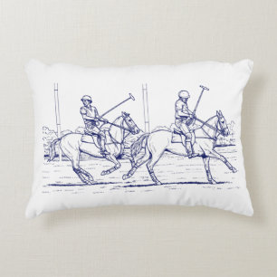 Coussins Décoratifs Dessin de match de polo stylisé vintage #2 bleu