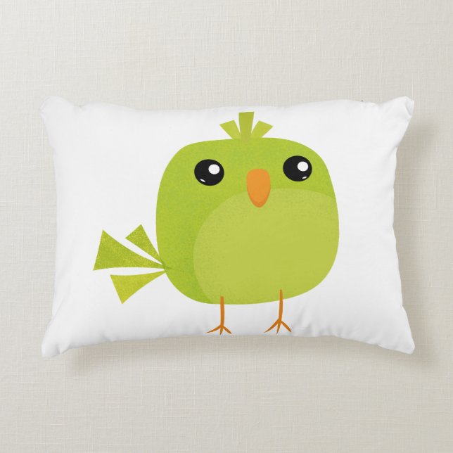 Coussins Décoratifs Dessin d'oiseau vert (Devant)
