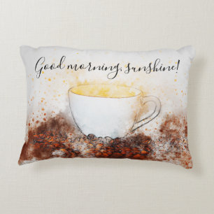 Coussins Décoratifs Dessin d'une Hot Cup de café parmi les fèves de ca