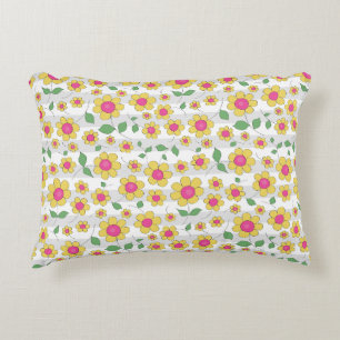 Coussins Décoratifs Dessin enfantin de fleurs de marguerite jaunes et 