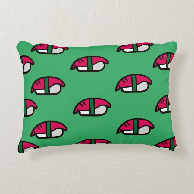 Coussins Décoratifs Dessin Kawaii Sushi, Riz de Poisson et Algues (Devant)