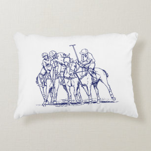 Coussins Décoratifs Dessin stylisé vintage d'un match de polo #1 bleu