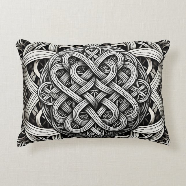 Coussins Décoratifs Détaillierte Schwarz-Weißer keltischer Knoten 0001 (Devant)