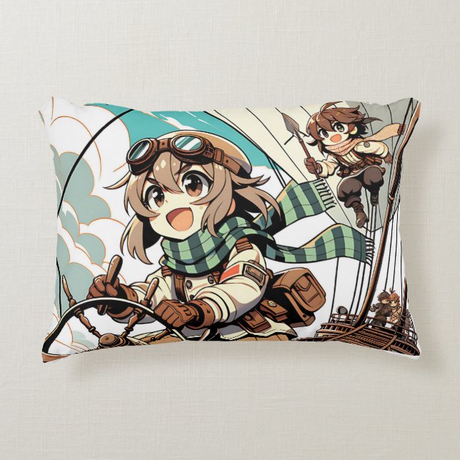 Coussins Décoratifs Deux filles naviguent sur un bateau (Devant)